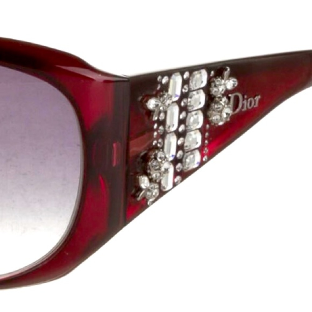 Dior Limited Red Swarovski Crystals Oval Gradient Lens Acetate Sunglasses - Picture 1 of 14